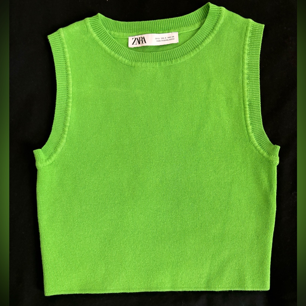 Zara Green Sleeveless Crop Top Size S